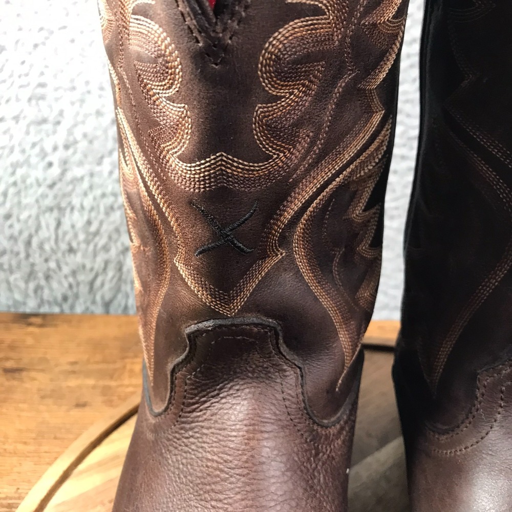 Twisted X Western Boots Mens 10.5D Dark Brown Leather Cowboy Rodeo *FLAW* - Picture 8 of 16